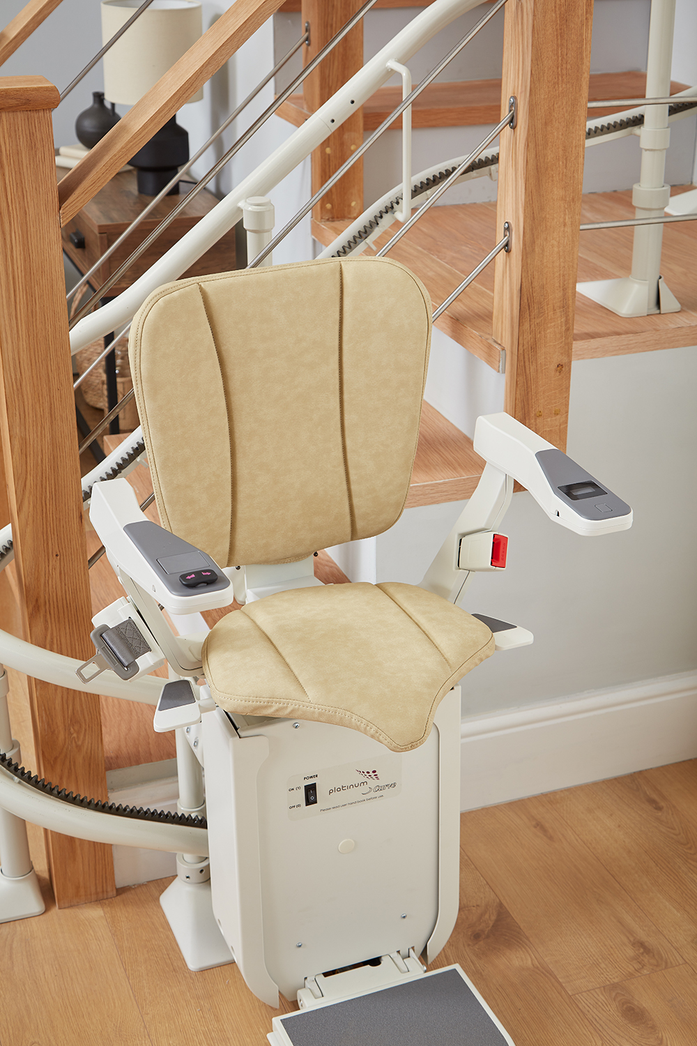 The Platinum Ergo Plus Curved Stairlift - Almond Beige