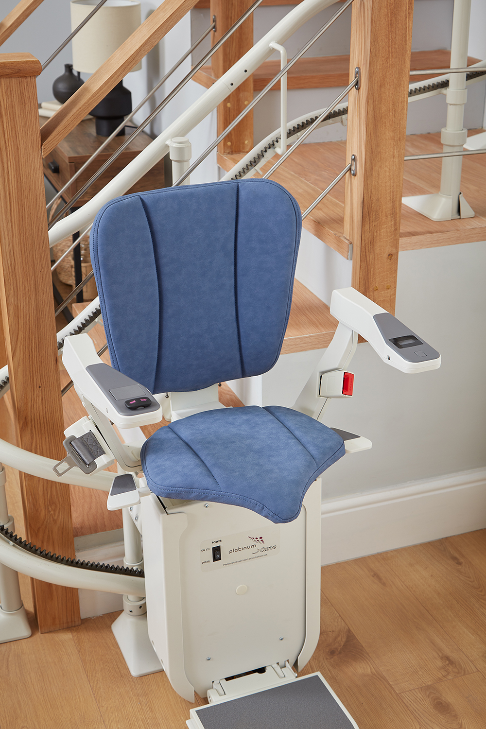 The Platinum Ergo Plus Curved Stairlift - Cobalt Blue